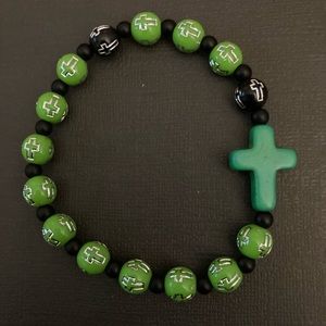 Green and black Rosary bracelet